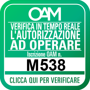 Logo OAM con link alla verifica in tempo reale dell'autorizzazione ad operare