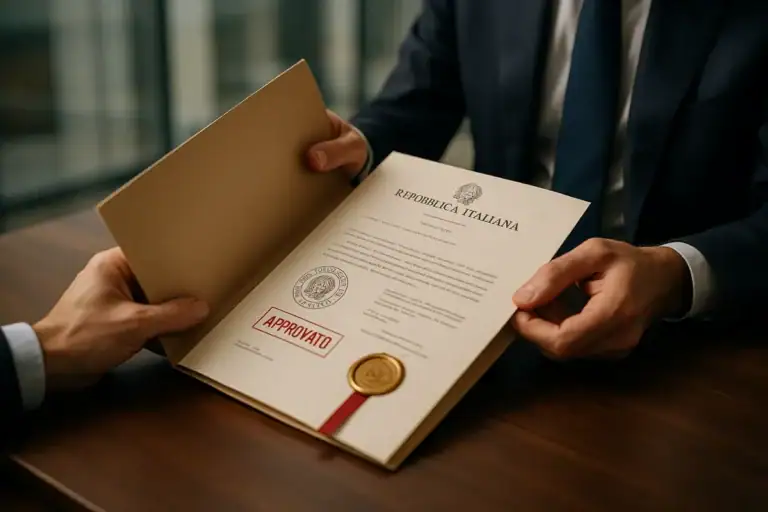 Fideiussioni per finanziamenti agevolati, documento ufficiale approvato aperto da un professionista in ufficio.