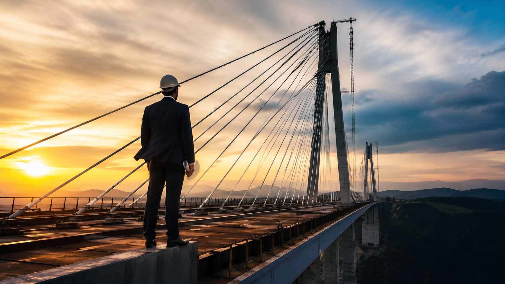 Credito alle PMI 2026, dirigente osserva un grande ponte incompiuto simbolo della transizione regolatoria bancaria