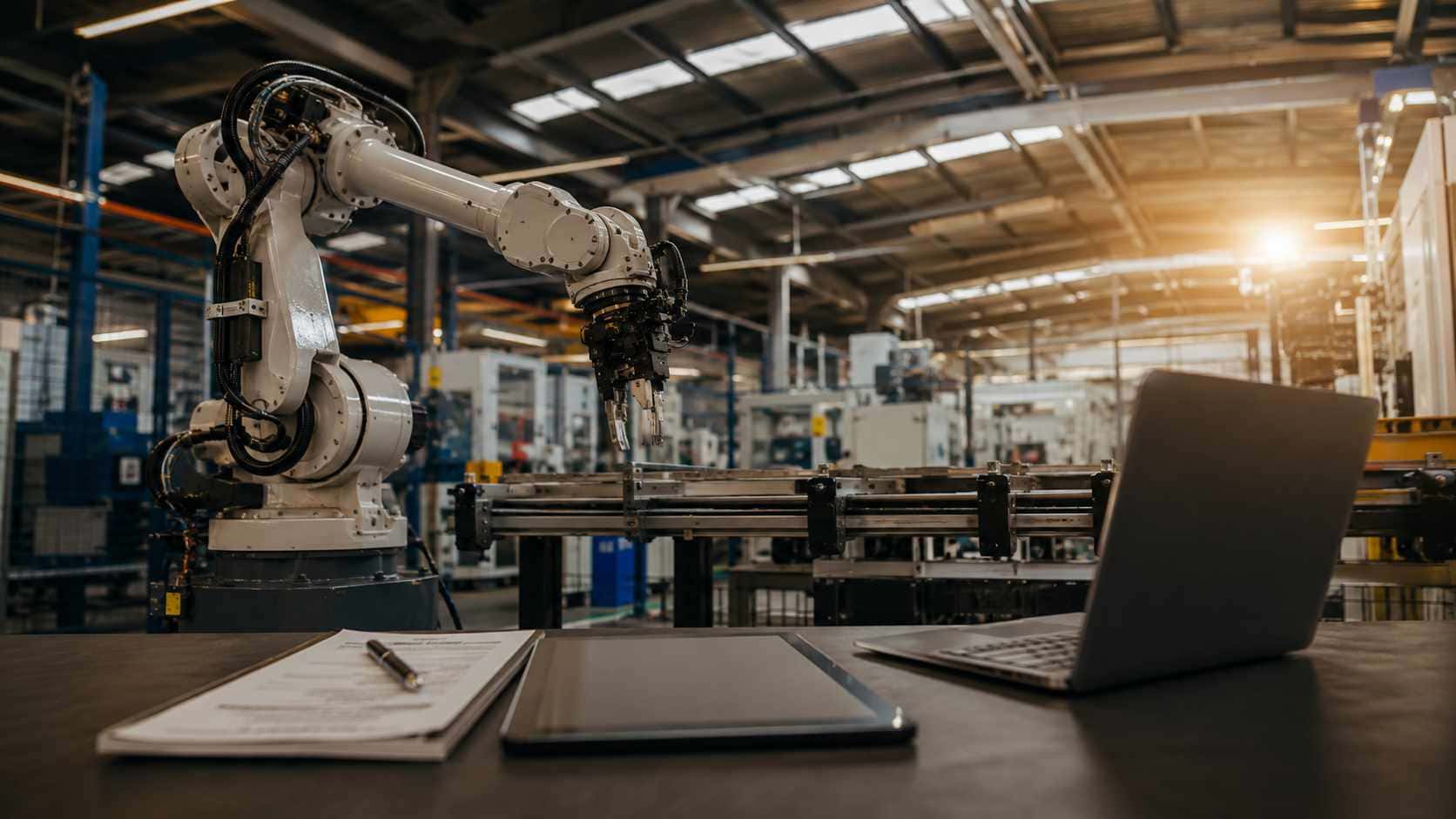Leasing strumentale per macchinari industriali in un moderno stabilimento produttivo automatizzato