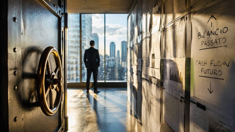 La banca finanzia il passato, l'impresa deve finanziare il futuro: perché il bilancio da solo non basta più 1 Come la banca valuta un’impresa: imprenditore tra documenti finanziari, cassaforte e prospettive future