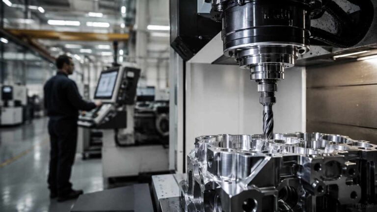 Comprare un macchinario nel 2026 1 Finanziamento per macchinari: centro di lavoro CNC in funzione con operatore in uno stabilimento industriale
