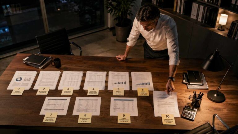 La tua banca ti finanzia oppure no? 1 Merito creditizio PMI: imprenditore analizza documenti e indicatori finanziari prima di chiedere credito alla banca