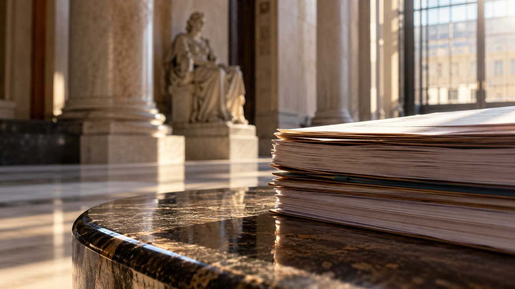Fascicoli su un tavolo in un ambiente istituzionale, simbolo delle controversie esaminate dall’Arbitro Bancario Finanziario